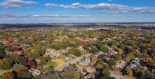 Aerial View of Dallas Texas Neighborhood