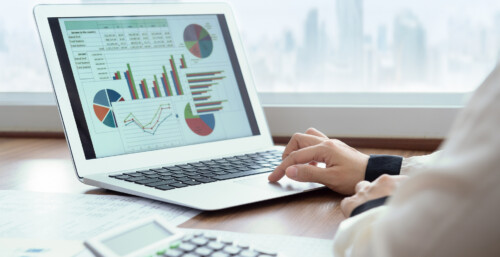 Computer with Data and Spreadsheets